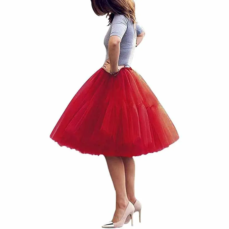 Lady's Princess Tutu Tulle Knee Length Skirt Underskirt