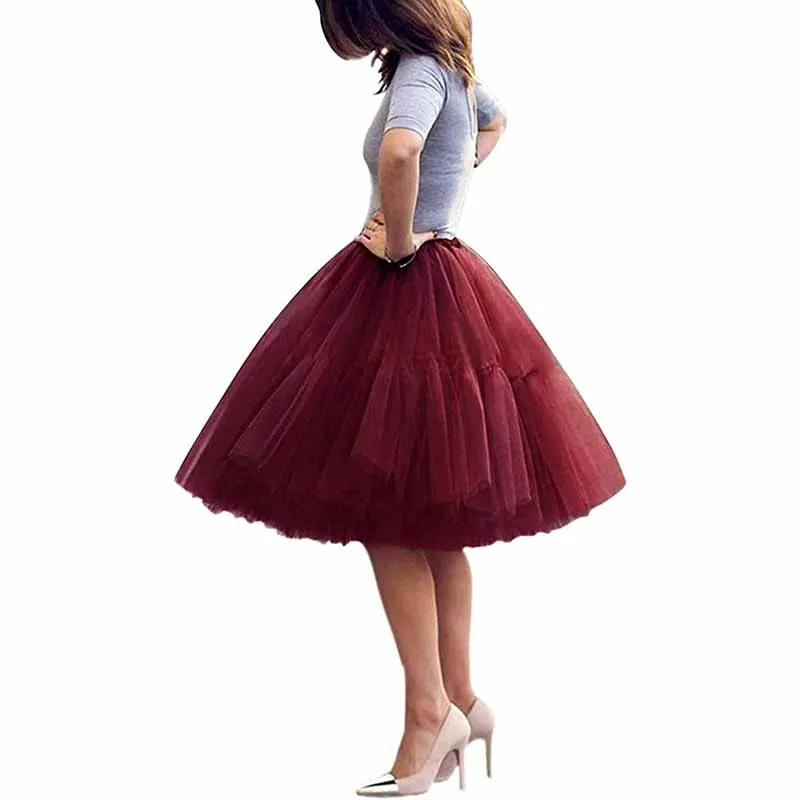 Lady's Princess Tutu Tulle Knee Length Skirt Underskirt