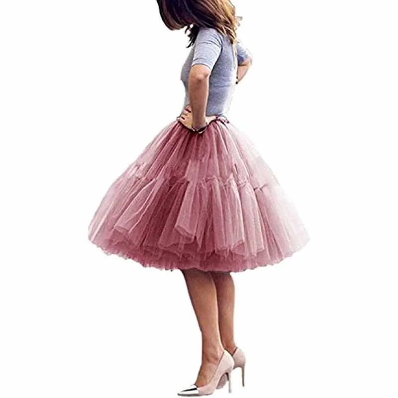 Lady's Princess Tutu Tulle Knee Length Skirt Underskirt