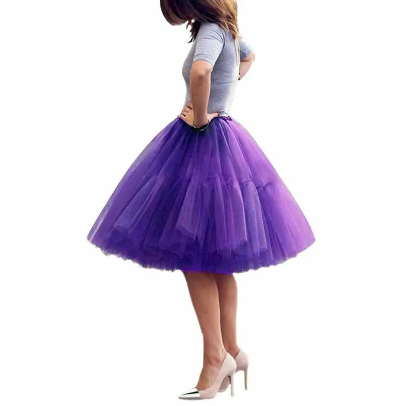 Lady's Princess Tutu Tulle Knee Length Skirt Underskirt