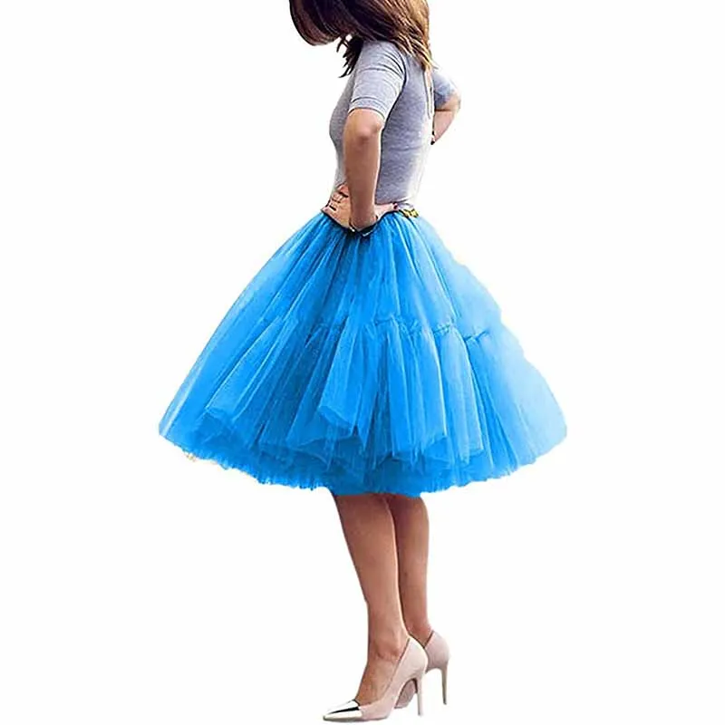 Lady's Princess Tutu Tulle Knee Length Skirt Underskirt