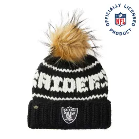 LAS VEGAS RAIDERS LELE SADOUGHI X NFL BLACK BEANIE FAUX FUR POM