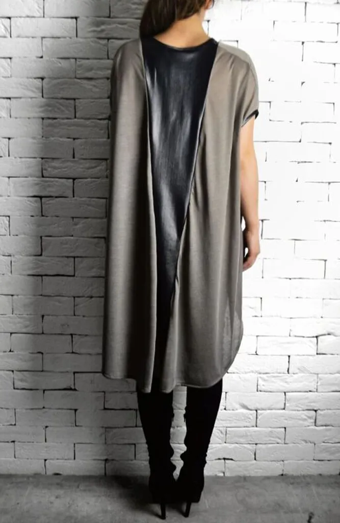 Leather V Cape - Beige