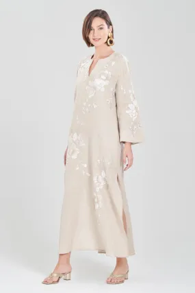 Linen Embroidered Slit Caftan