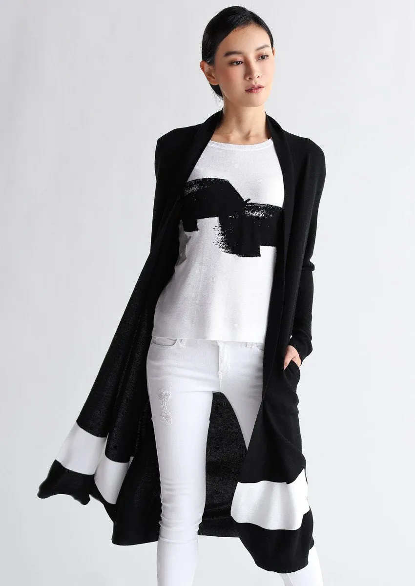 Long black and white cotton jumper