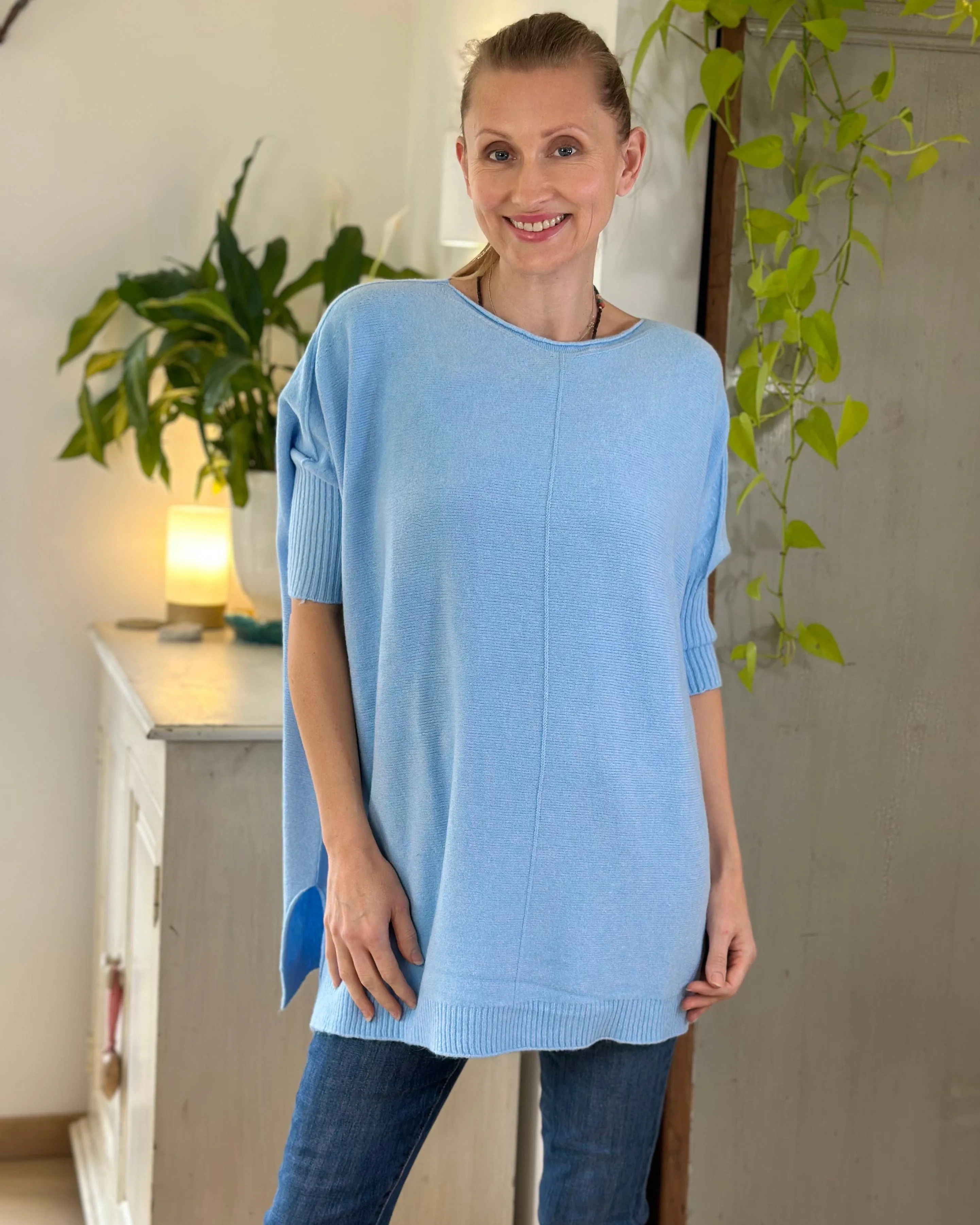 Longline Slouchy Jumper - Blue