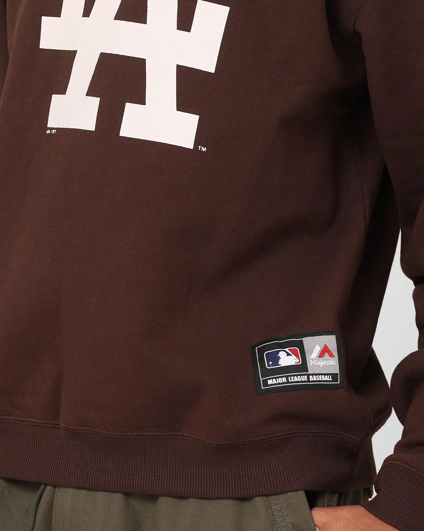 Majestic Athletic Los Angeles Dodgers Core Crewneck Sweatshirt Dark Oak