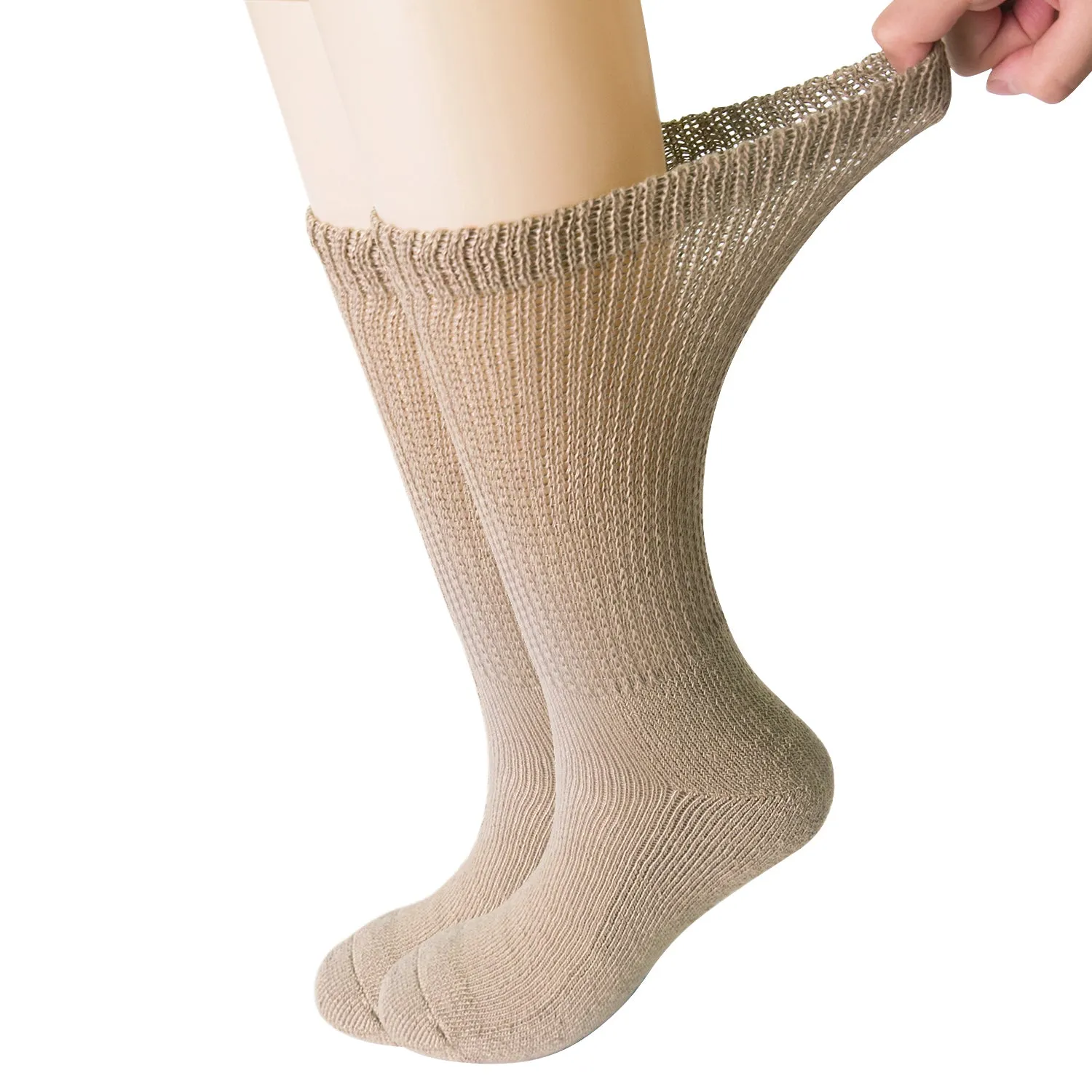 MD Polyester Loose Fit Crew Socks Half Cushion Dress Socks