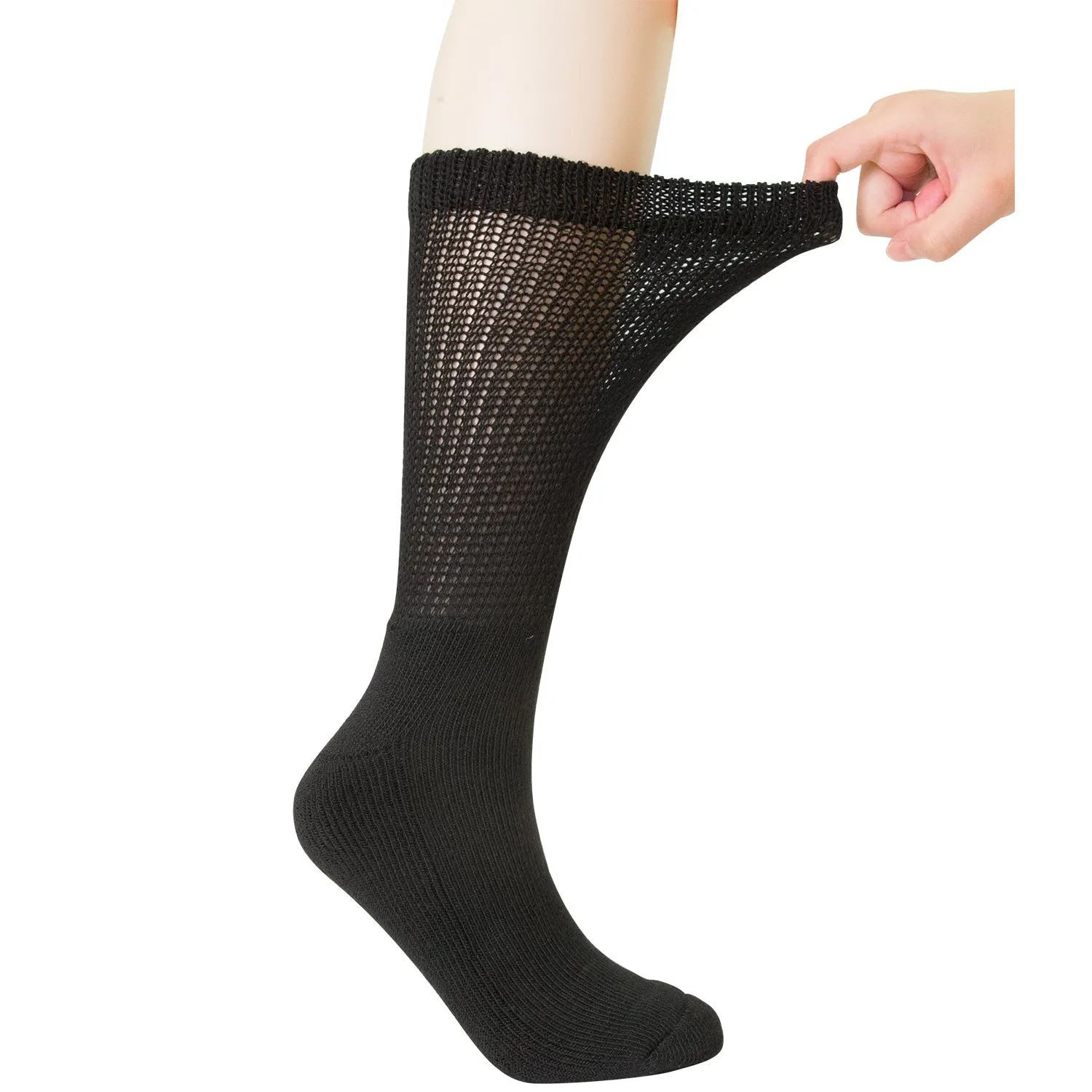 MD Polyester Loose Fit Crew Socks Half Cushion Dress Socks