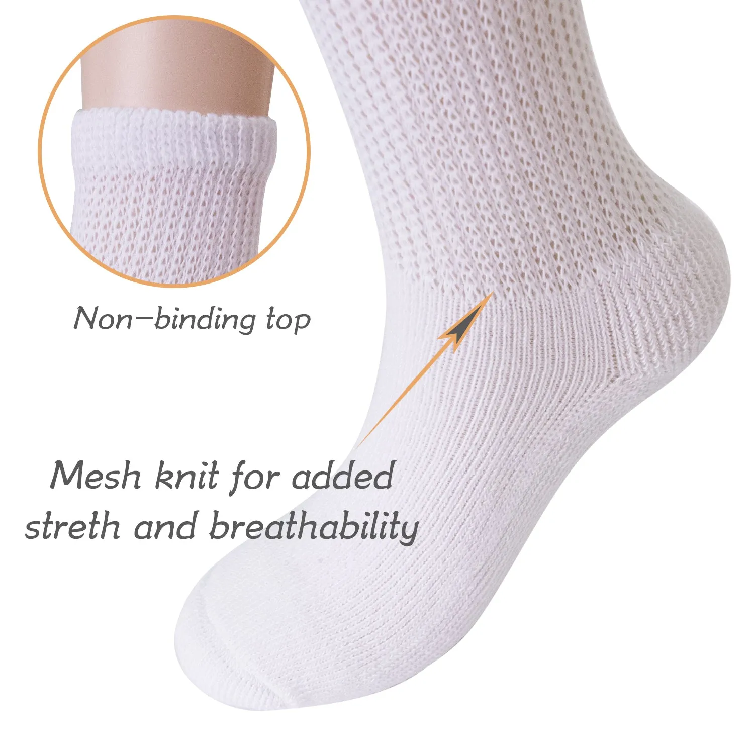 MD Polyester Loose Fit Crew Socks Half Cushion Dress Socks