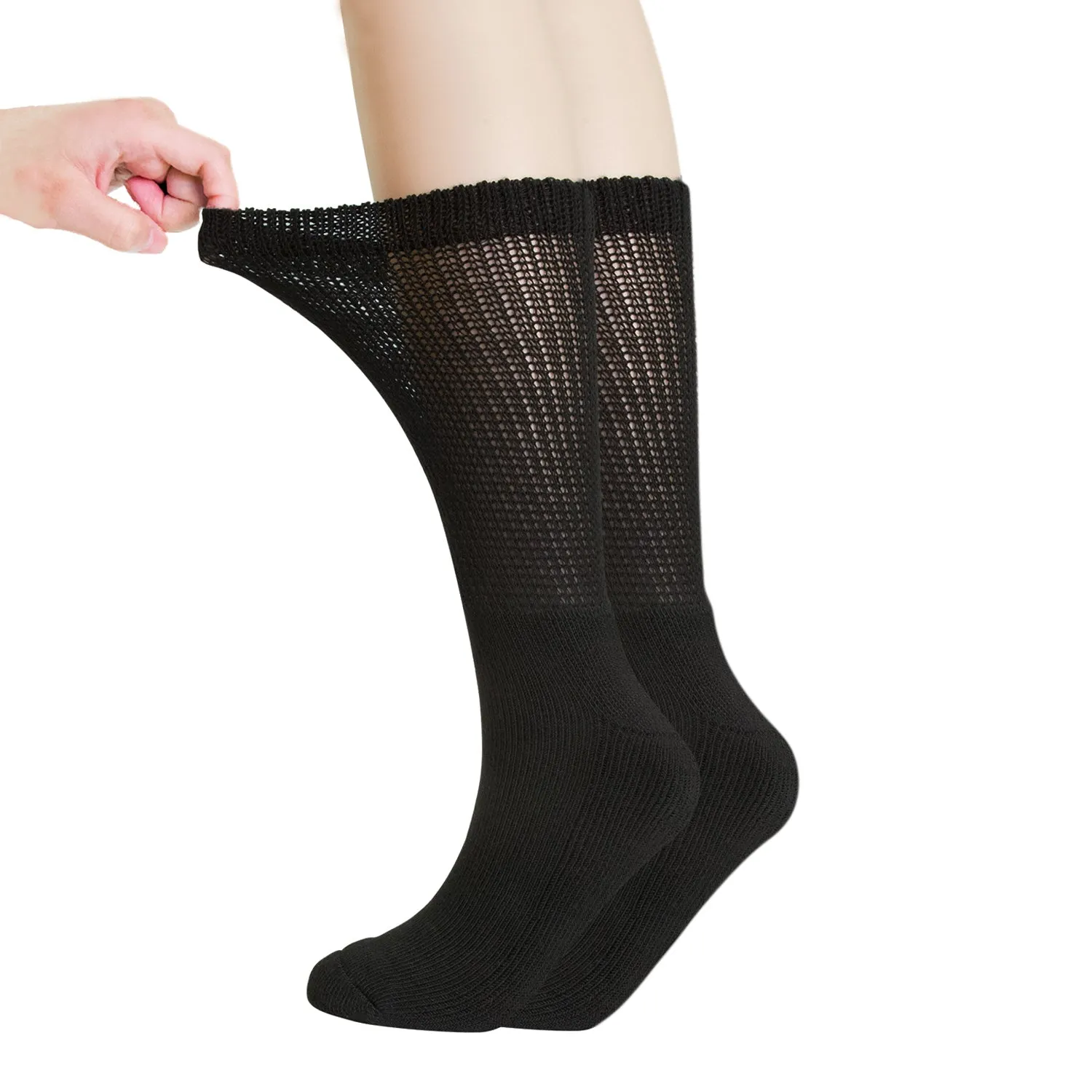 MD Polyester Loose Fit Crew Socks Half Cushion Dress Socks