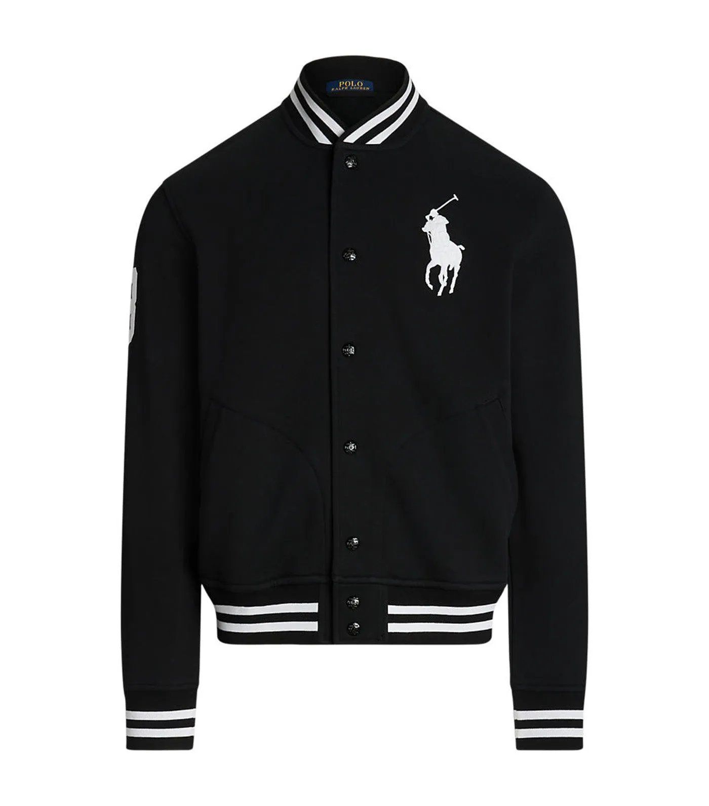 Men's Big Pony Fleece Baseball Jacket Polo Black