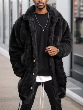 Men's Buttoned Maxi Fleece Coat