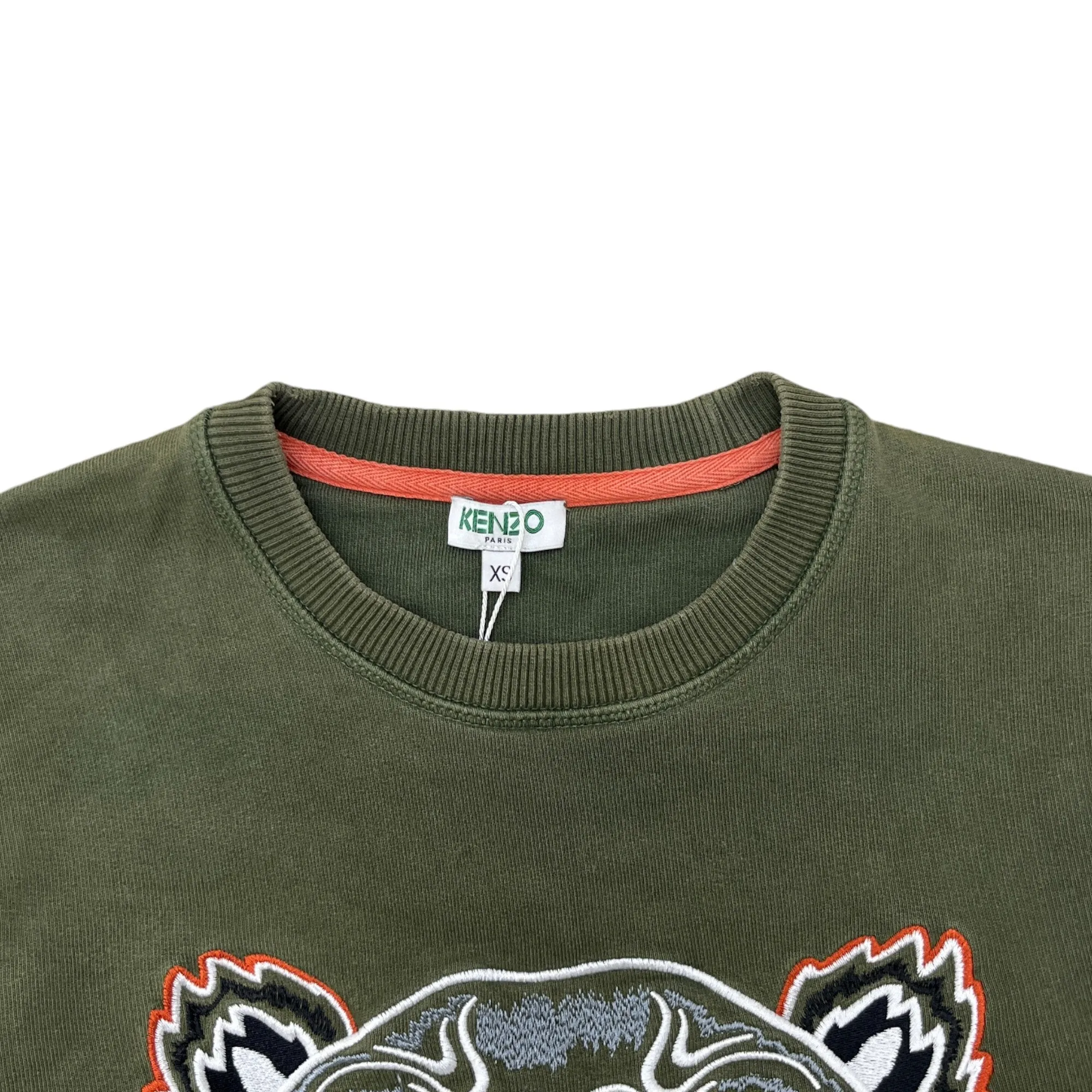 Men's Embroidered Tiger Jumper Khaki Size XS