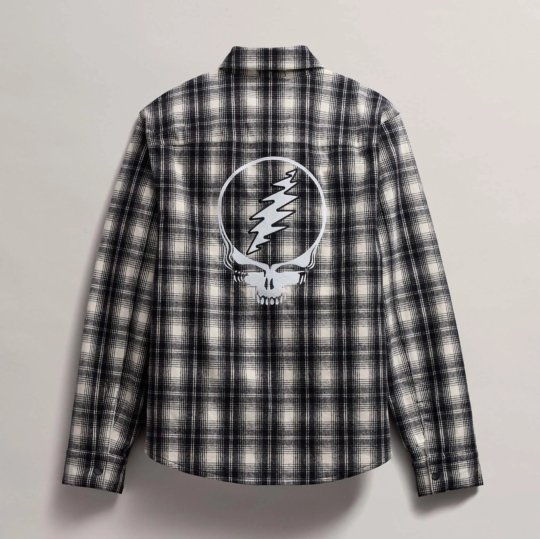 Men's Grateful Dead Sherpa Lined Plaid Jacket - Black/White