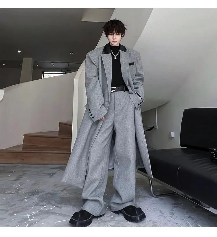 Men's Luxurious Oversized Coat & Trousers 2-Piece Set