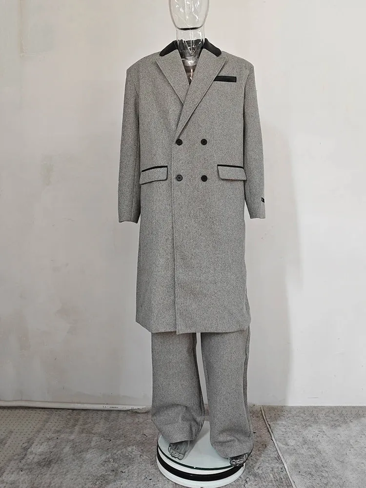 Men's Luxurious Oversized Coat & Trousers 2-Piece Set