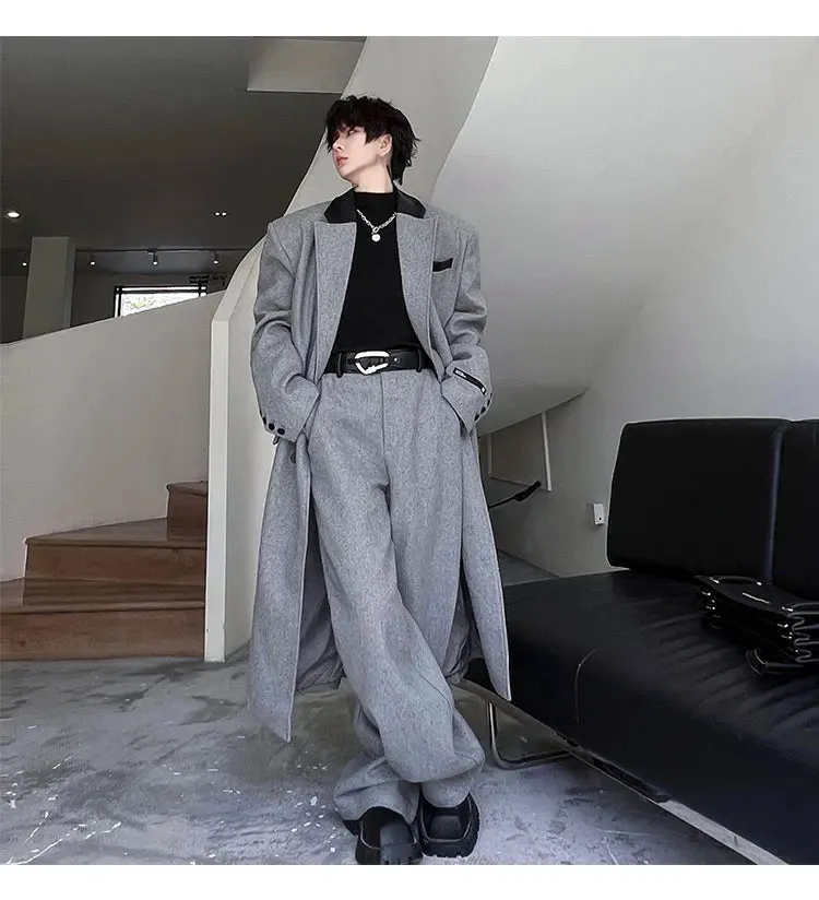 Men's Luxurious Oversized Coat & Trousers 2-Piece Set