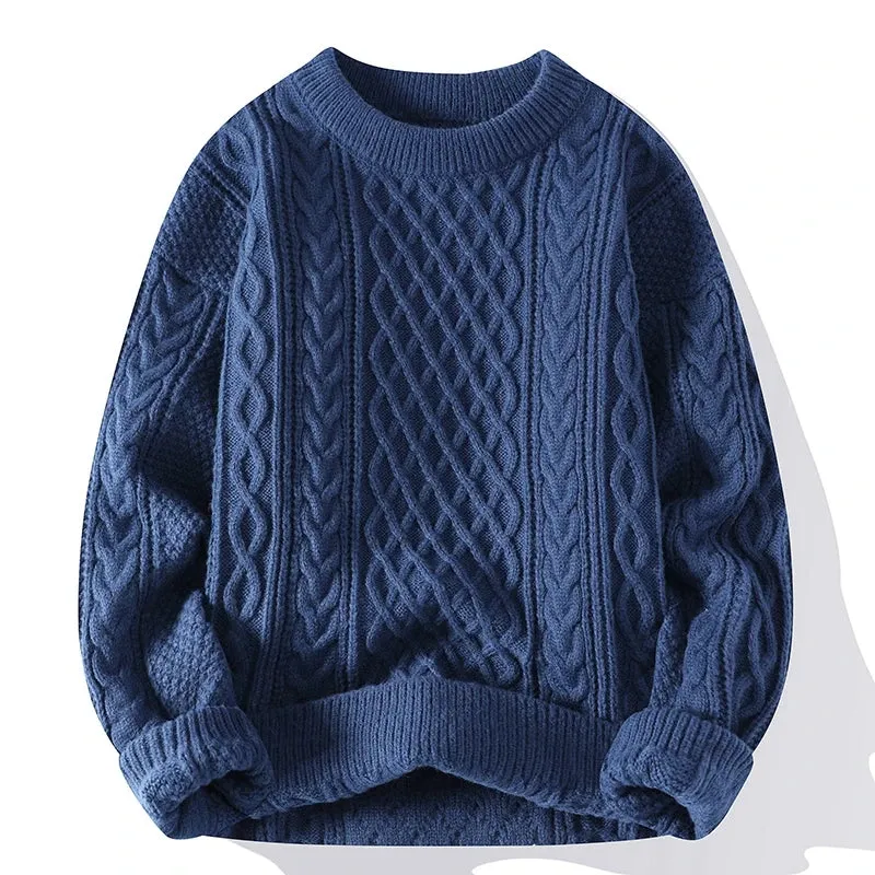 Mens O Neck Solid Colour Knitted Loose Oversized Pullover Sweater