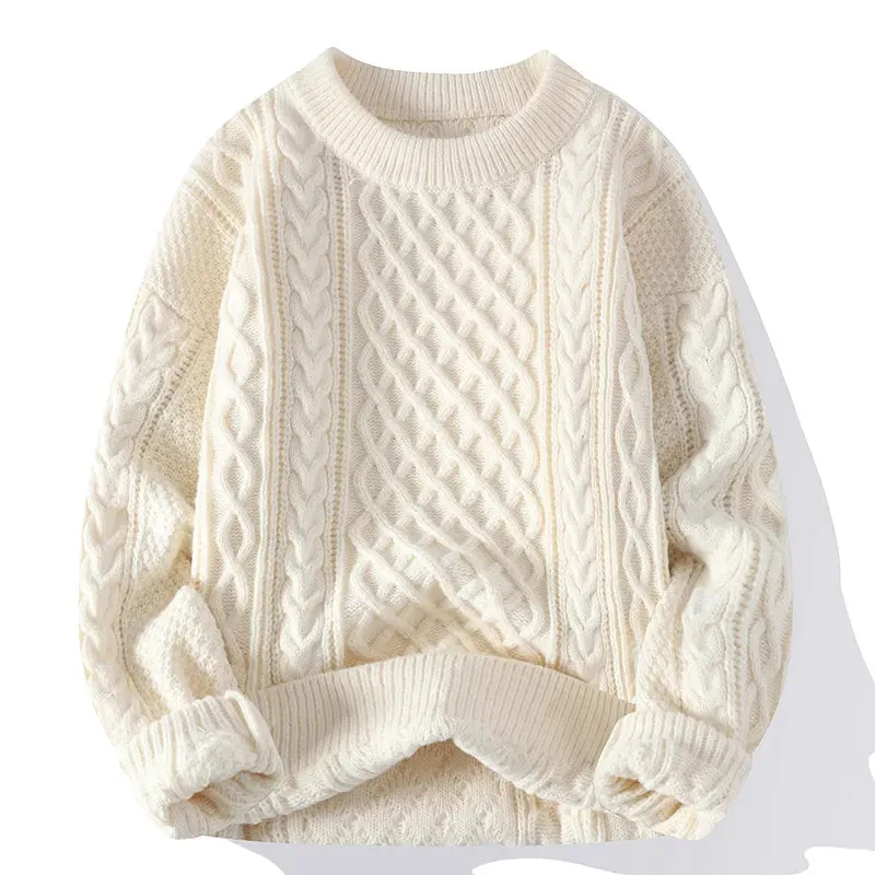 Mens O Neck Solid Colour Knitted Loose Oversized Pullover Sweater