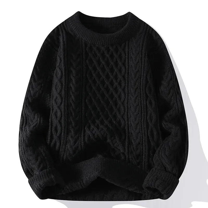 Mens O Neck Solid Colour Knitted Loose Oversized Pullover Sweater