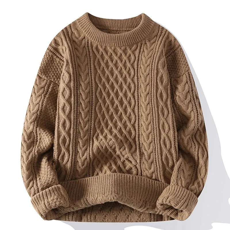 Mens O Neck Solid Colour Knitted Loose Oversized Pullover Sweater