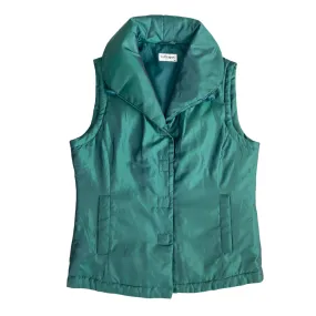 Metallic Gilet Puffer Vest Waistcoat Jade Green SIZE 10