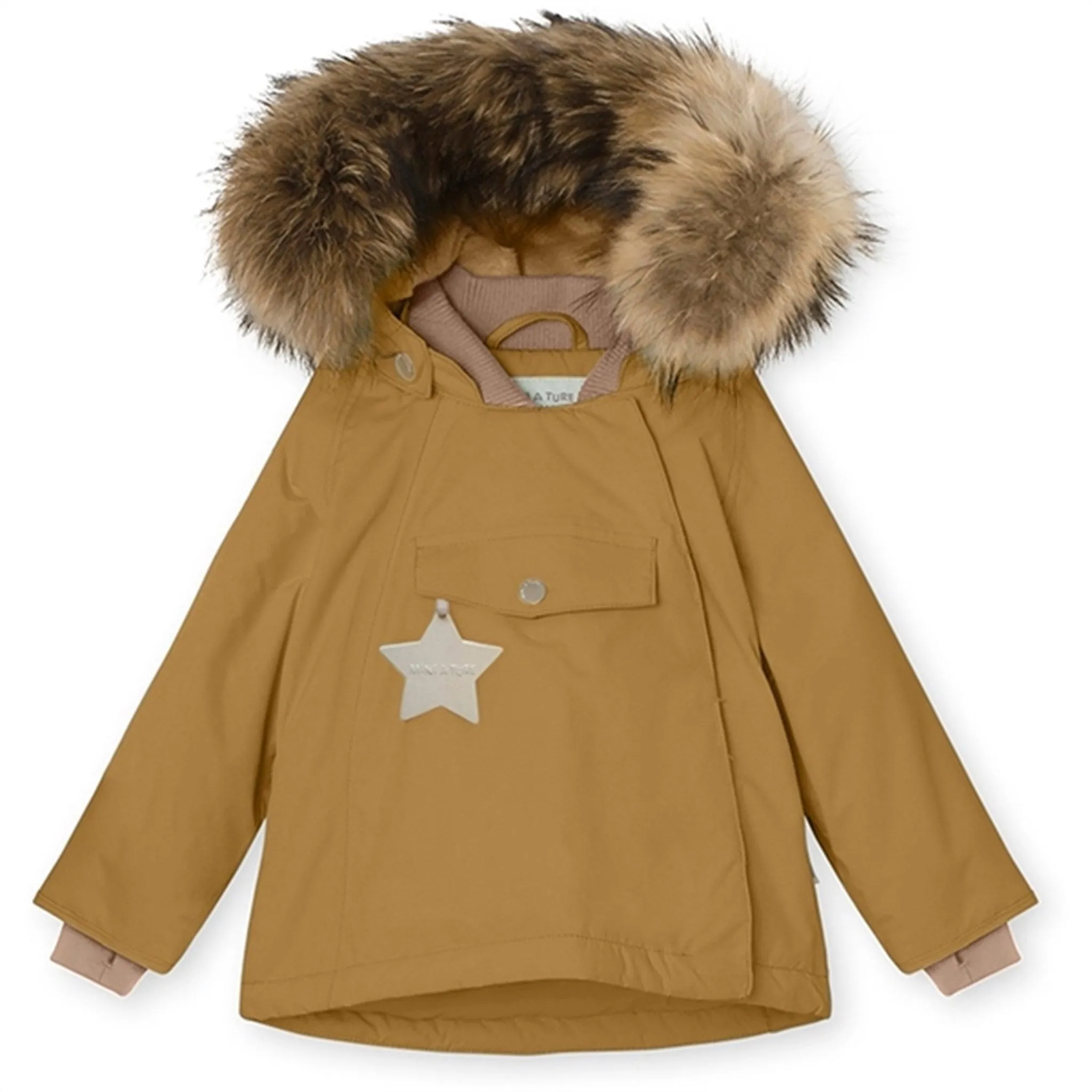 MINI A TURE Wang Fleece Fur Winter Jacket Medal Bronze