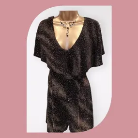 Miss Selfridge Women's Gold Glitter Cape Stretch Playsuit UK 8 US 4 EU 36