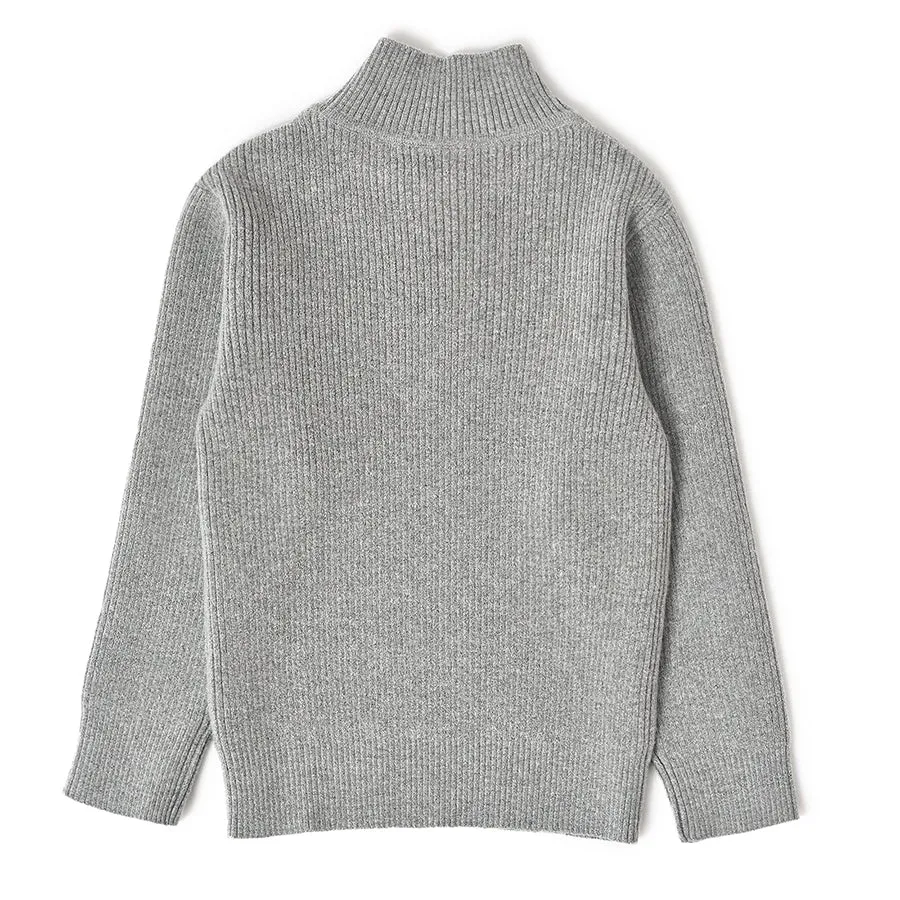 Misty Knitted Thermal Grey Top with Turtle Neck