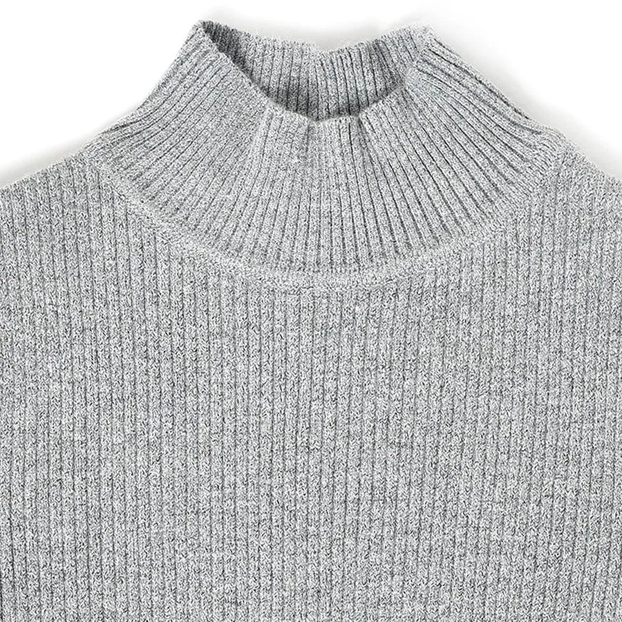 Misty Knitted Thermal Grey Top with Turtle Neck