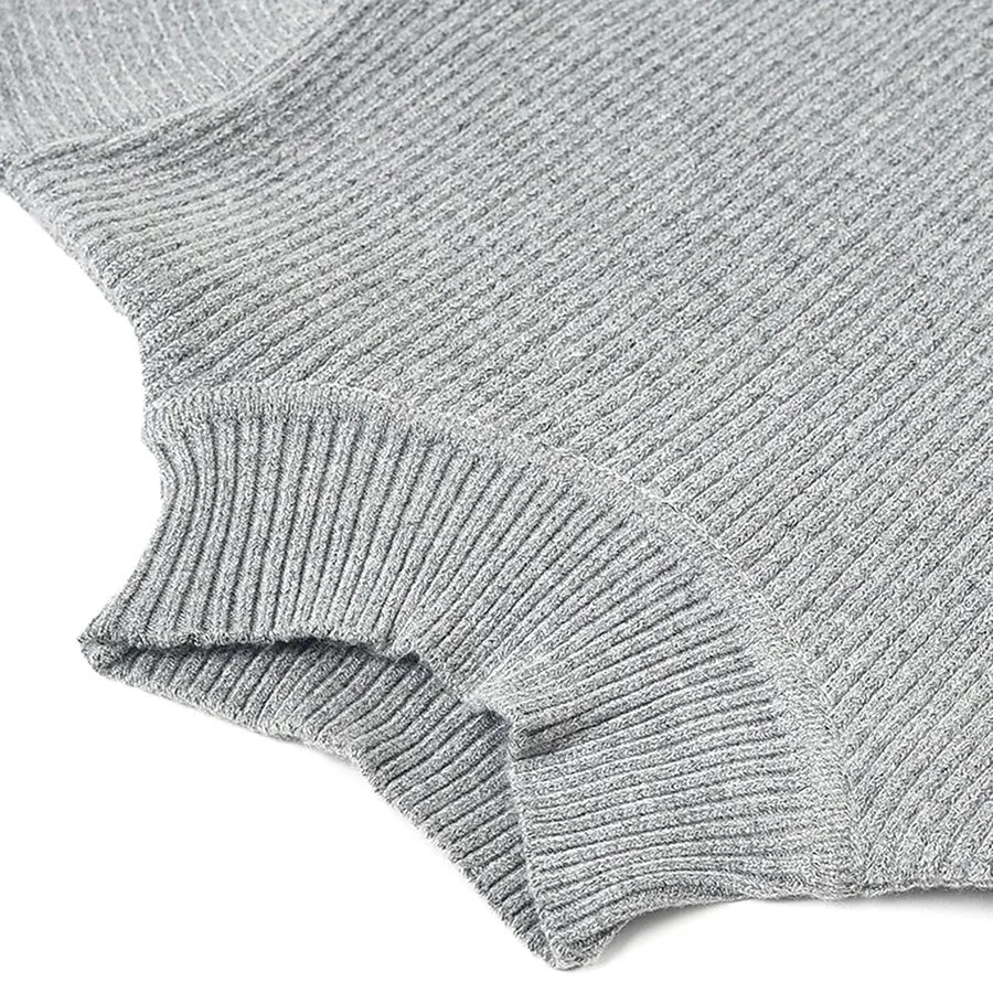 Misty Knitted Thermal Grey Top with Turtle Neck