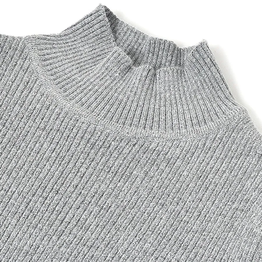 Misty Knitted Thermal Grey Top with Turtle Neck