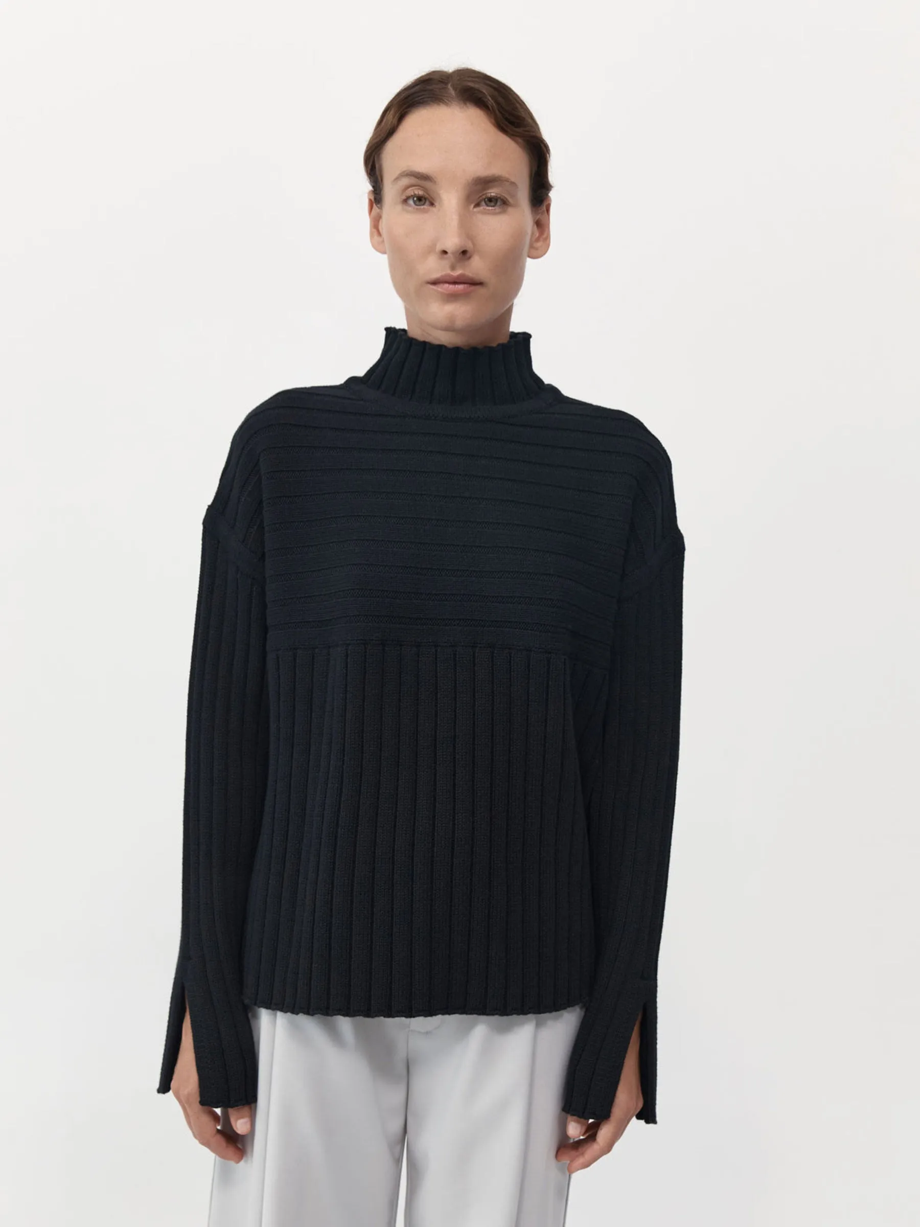 Mock Neck Rib Knit Jumper