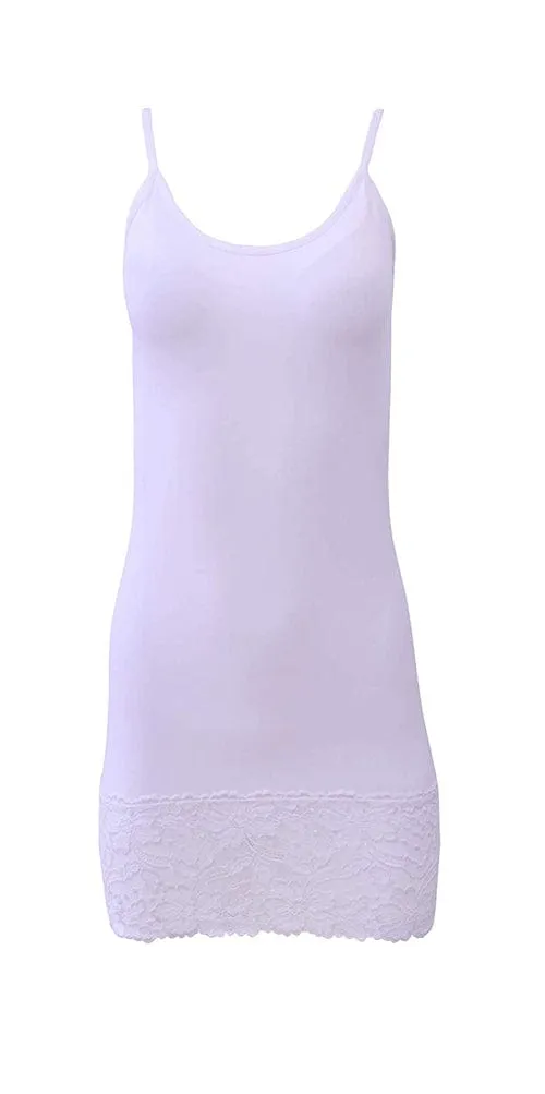 Modal Lace-Trimmed Full Slip Chemise.