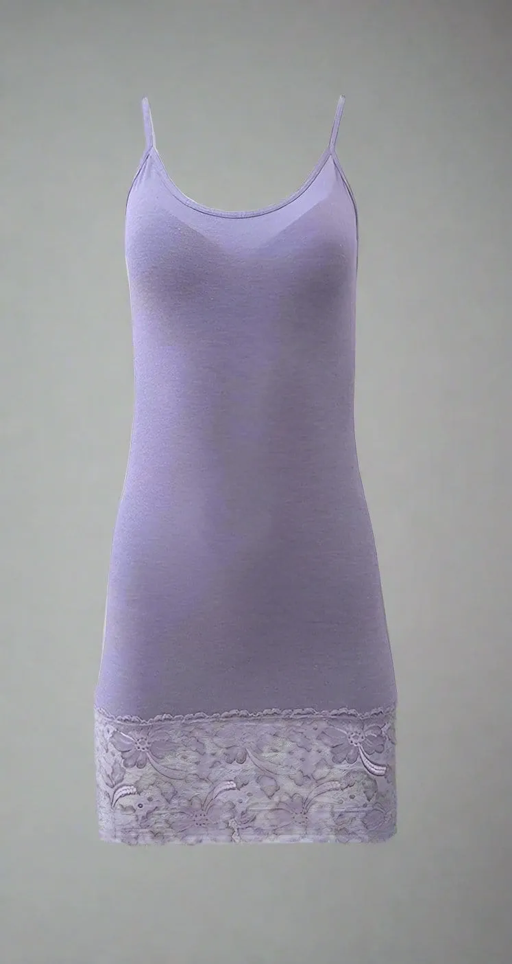 Modal Lace-Trimmed Full Slip Chemise.