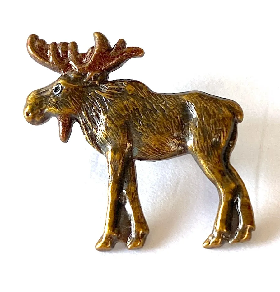 Moose Button, Antique Bronze Metal 7/8" by Susan Clarke  #SC-235