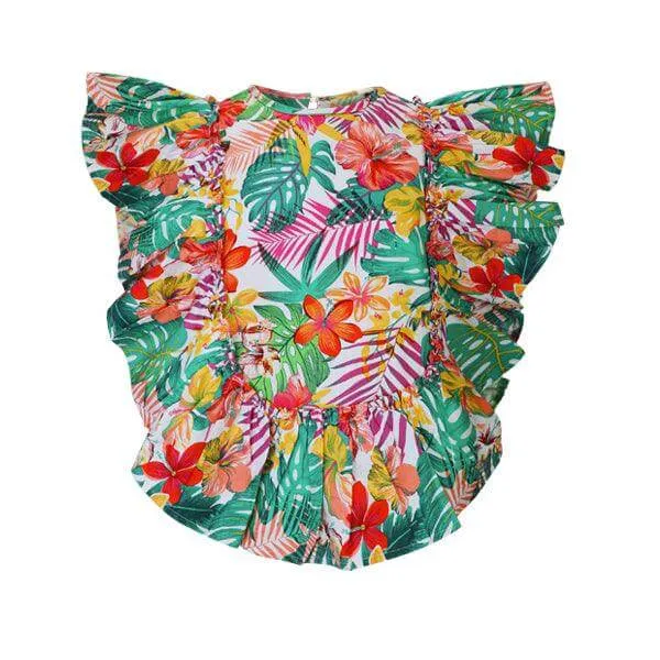 MULTI-COLOR FLORAL FRENZY BLOUSE FOR GIRLS