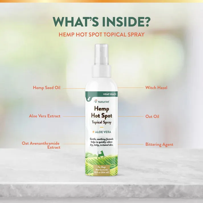 NaturVet Hemp Hot Spot Spray with Aloe Vera 12oz