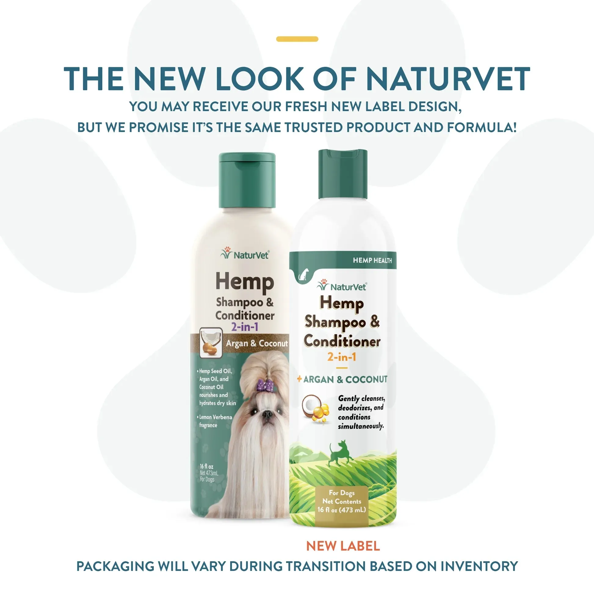 NaturVet Hemp Shampoo & Conditioner 2-in-1 Argan & Coconut for Dogs 16oz