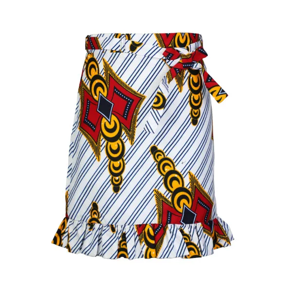 NAVY BLOUSE AND MULTI-COLOUR ANKARA SKIRT SET