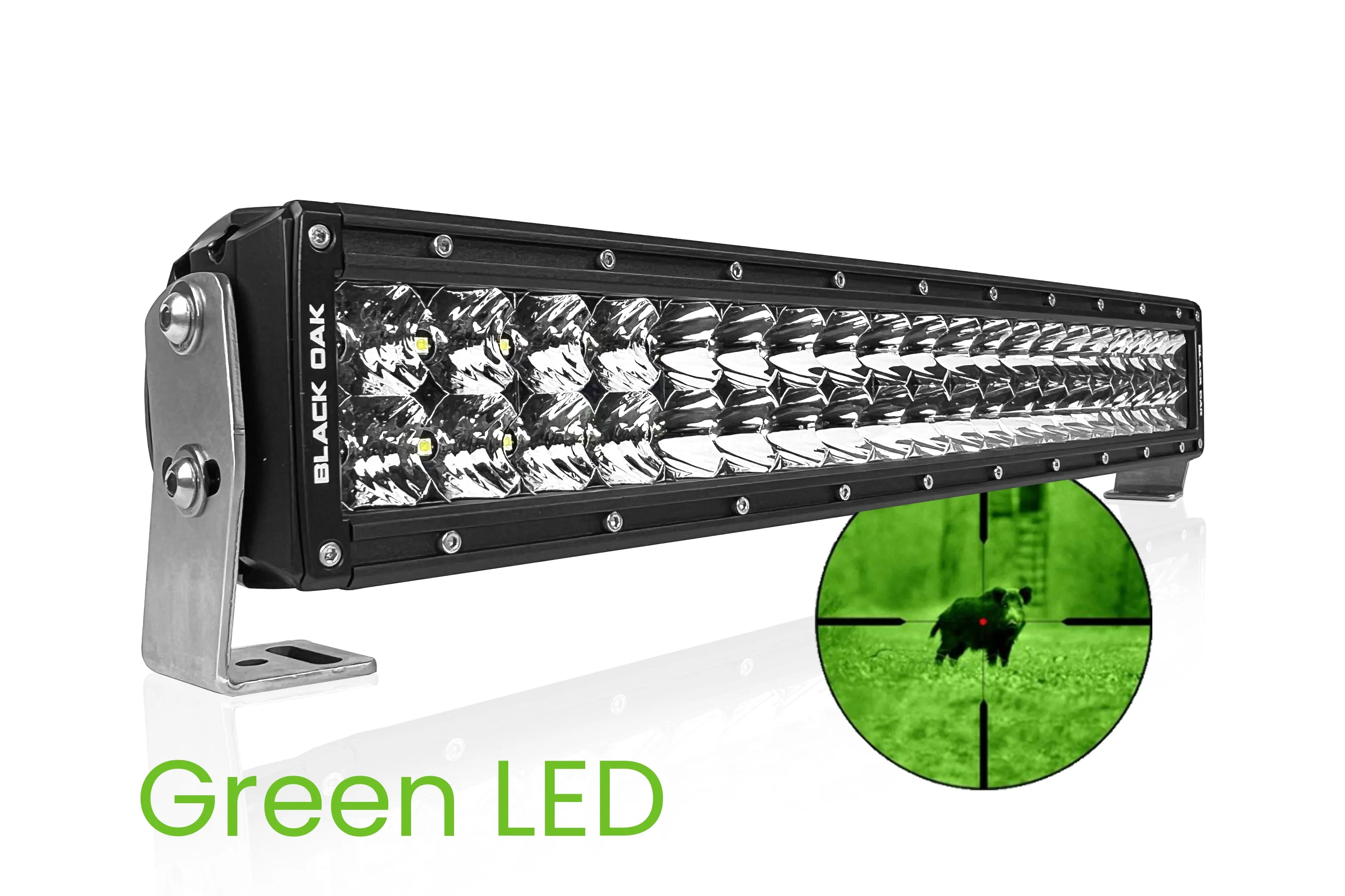 New - 20 Inch Curved Green LED Hog Hunting LED Light Bar - Combo Optics - Black Oak LED Pro Series 3.0