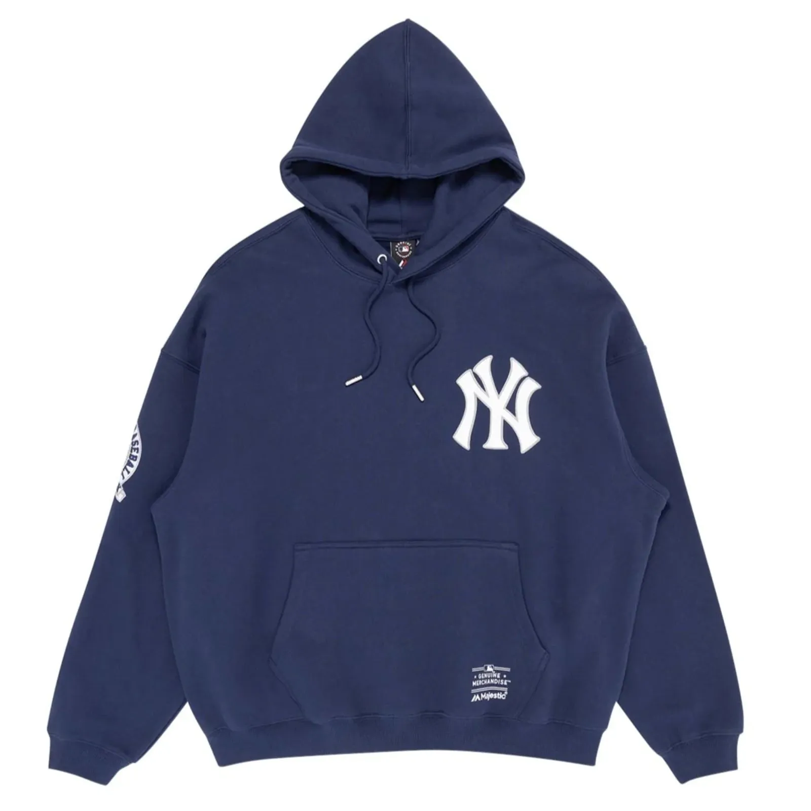 New York Yankees Vintage Wordmark Hoodie MLB Midnight Blue By Majestic