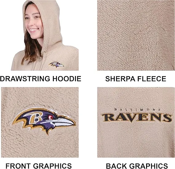 NFL Official Women's Super Soft Sherpa Full Zip Hoodie Sweatshirt Jacket|Houston Texans