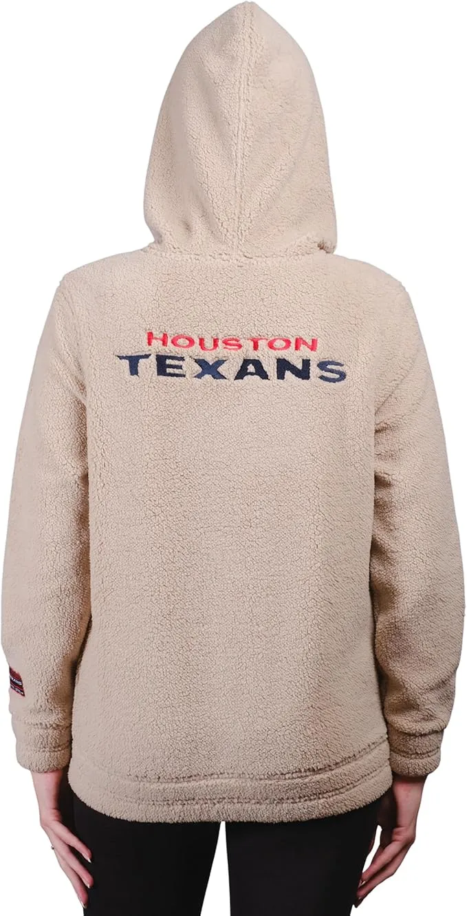 NFL Official Women's Super Soft Sherpa Full Zip Hoodie Sweatshirt Jacket|Houston Texans