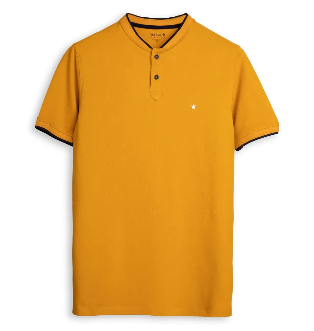 Ochre Flex Mandarin Polo T-Shirt For Men