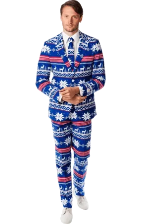 OppoSuits Mens Rudolph Print Christmas Suit