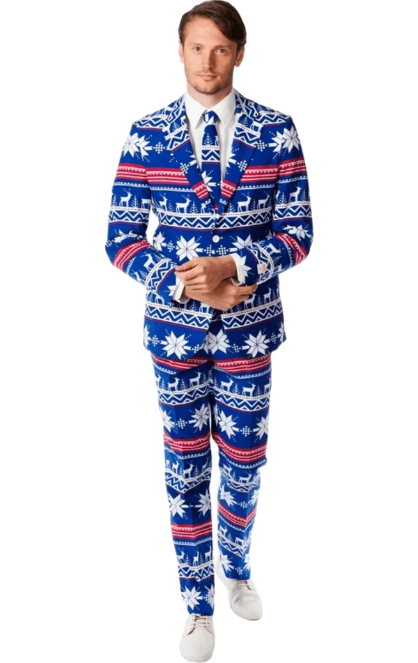 OppoSuits Mens Rudolph Print Christmas Suit