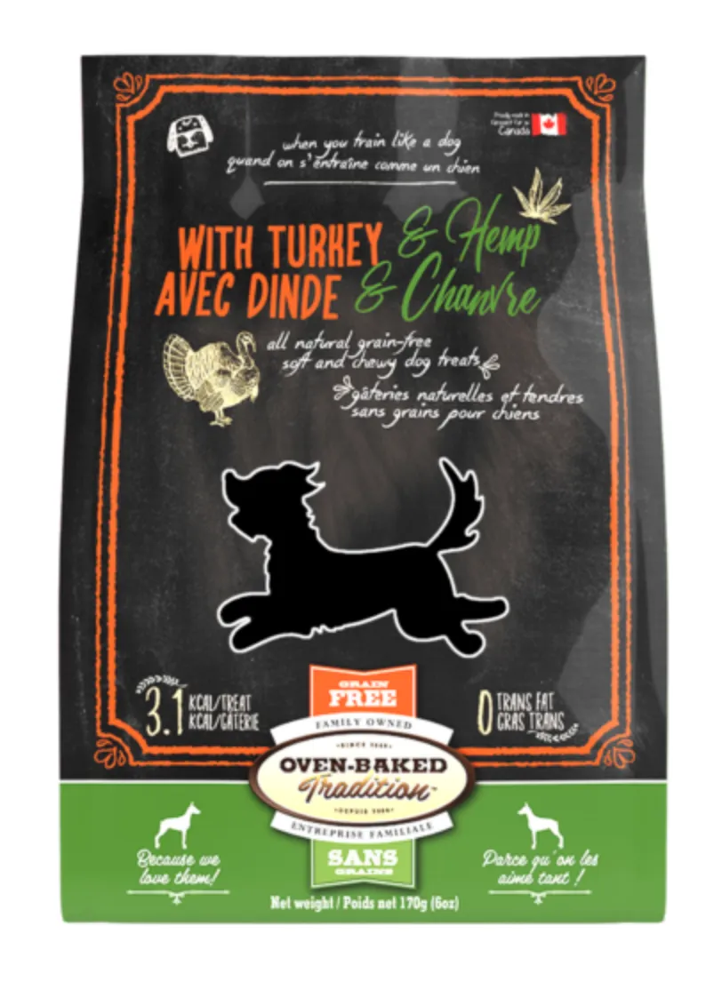 Oven-Baked Tradition Dog GF Treat Turkey & Hemp 6 oz