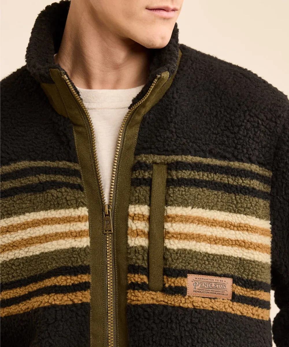 Pendleton Men's Tahuya Berber Fleece Jacket - Olive Bronze Stripe